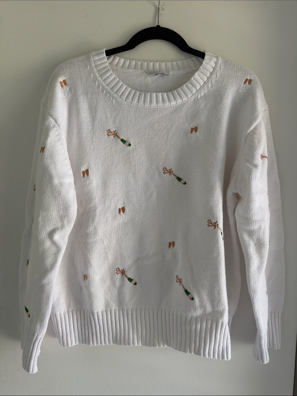 Champagne Embroidered Sweater Size Small/Medium